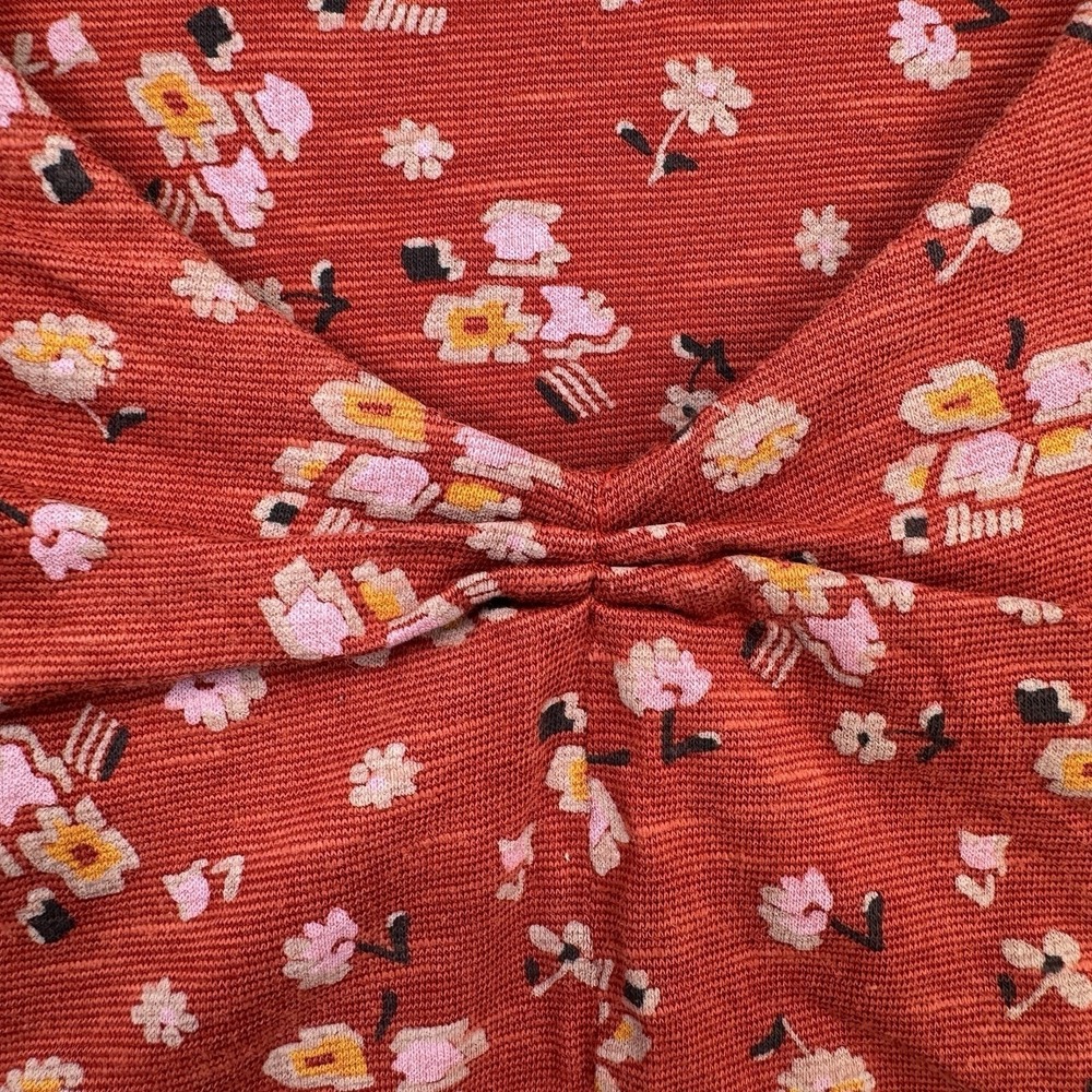 Toad&Co Dress Women Large Orange Floral Print Tencel Organic Cotton Zip Pocke - Picture 9 of 16
